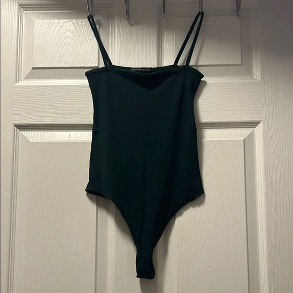 Dark green  Bodysuit with High-Cut Leg and Spaghetti Straps - Picture 3 of 3